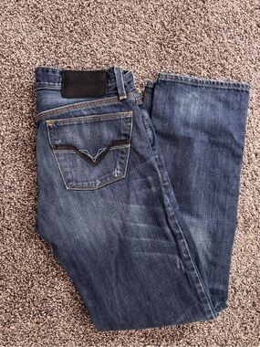 Guess Men's Indigo Straight Jeans with Contrast Stitching